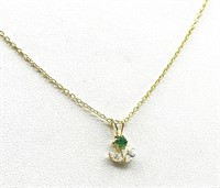 10KT Yellow Gold Natural Emerald (0.12ct) & CZ