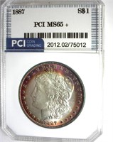 1887 Morgan PCI MS65+ Golden Purple Rim