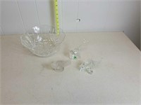 WATERFORD SERVING BOWL & KC CRYSTAL FIGURINES
