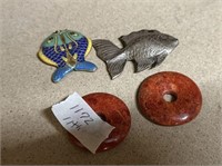 Jade Style Donut Pendants, Metal Fish, and Cloison