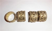 set of 4 brass filigree napkin rings