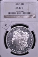 1881 S NGC MS63 * MORGAN DOLLAR