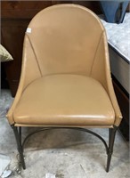 Tan Leather Accent Chair , Metal Base
