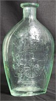 Vintage Green Glass Liberty Eagle Flask Americana