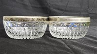 Cut Crystal Serving Bowl w/ silver rim - set of 2