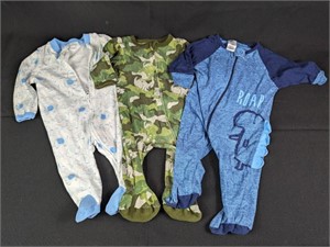 (3) 3-6M Zipper Pajamas: Boy/Unisex