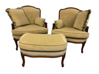 Spectacular pair high quality chairs and ottoman