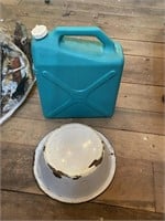 porcelain basin, 6 gallon water jug