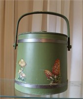 Vintage Mushroom Decor Wooden Firkin Bucket