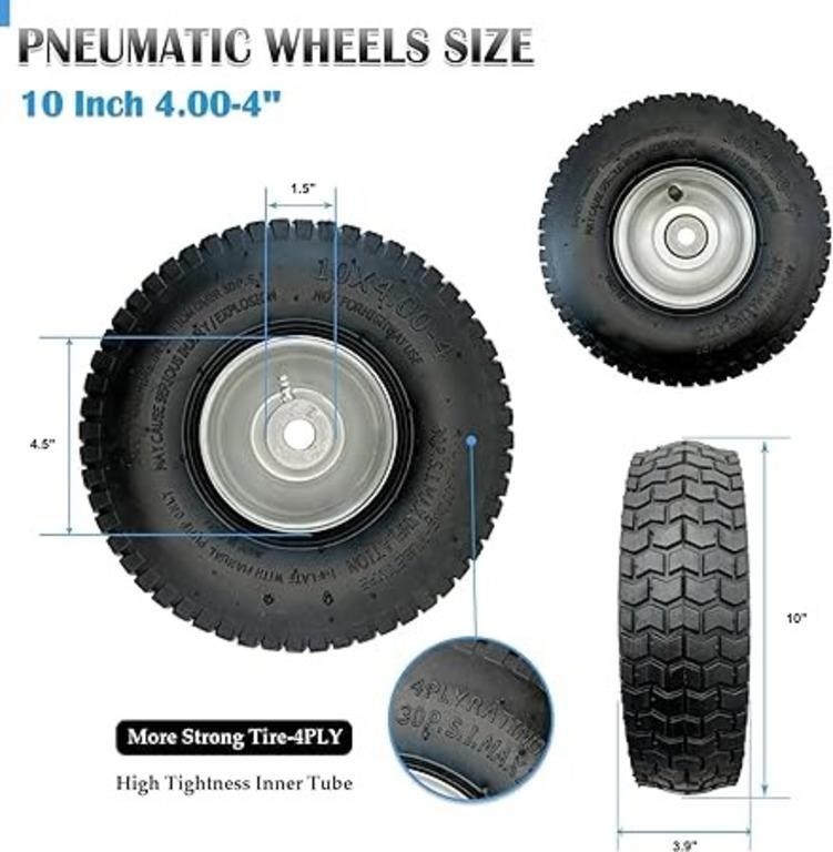 2-pack Of 10x4.00-4"wheels,10" Pnuematic