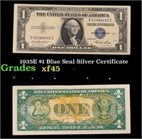 1935E $1 Blue Seal Silver Certificate Grades xf+