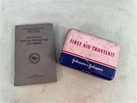 METAL JOHNSON & JOHNSON 1ST AID TRAVEL KIT & 1922