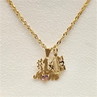 14K Gold #1 Mom Charms & Necklace