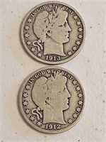 1912 & 1913 BARBER HALVES