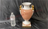 Guilded French Porcelain Urn w Bust Handles ~ 13"t