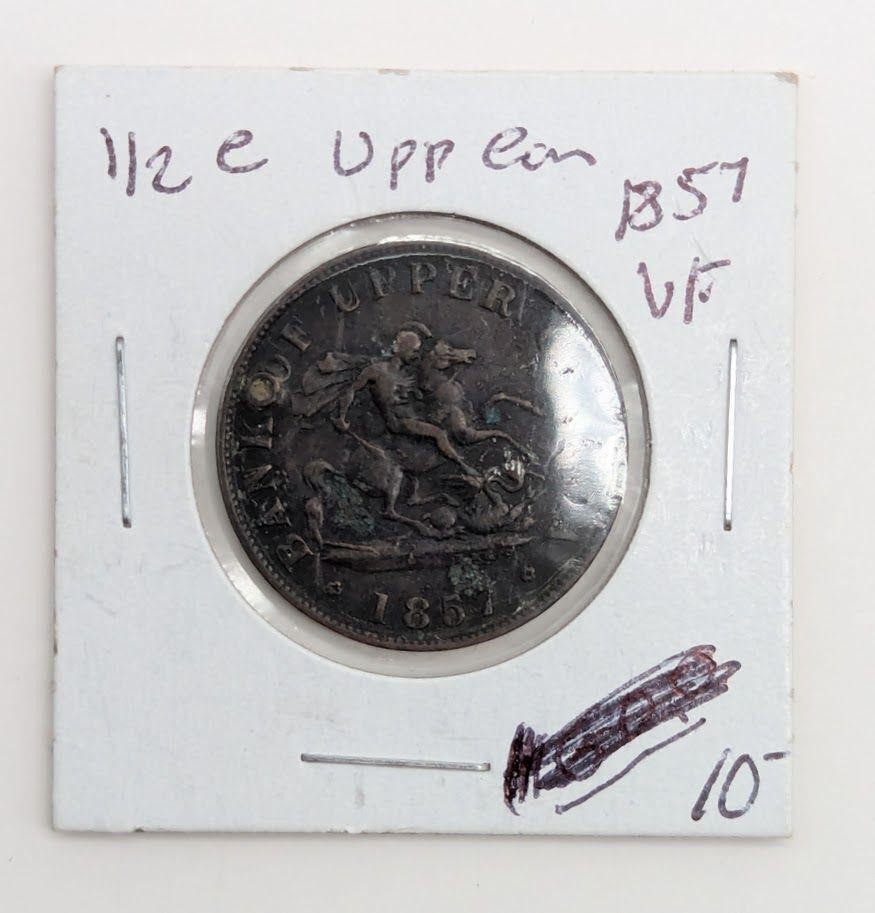 1857 Bank Of Upper Canada 1/2-Cent Penny Coin