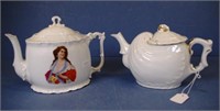 Two various vintage continental ceramic teapots