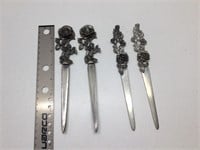 Lot of 4 Pewter Roses Letter Openers