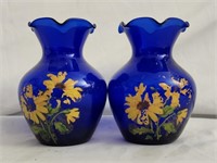 Pair of Cobalt Blue Vases as is
