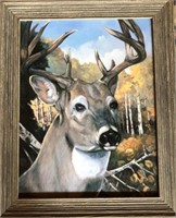 Wood Framed  Impasto Painted Deer Print 6/500