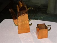 Hammered copper pitchers tallest is 9 1/2"