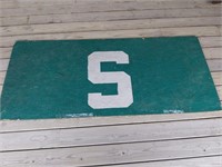 F1)Michigan State "S" painted OSB board,32" x 72",