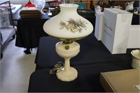 Lincoln drap electrified oil lamp with floral