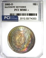 1885-O Morgan PCI MS65+ Rainbow Rev