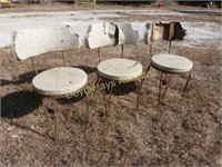 3pc Set Antique Barrel Back Wrought Iron Chairs
