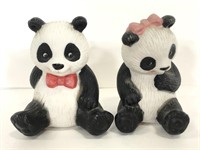 Two petite Avon fine collectible panda figurines