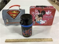 2 metal lunch boxes w/ plastic thermos
