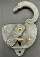 Antique PRR Lock w Working Key & Chain