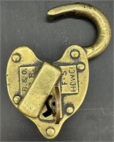 Antique B&O RR Lock W Working Key