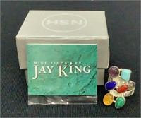 Jay King Multi Stone Sterling Silver Band size 10