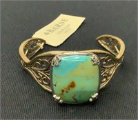 Barse genuine turquoise mix metal cuff bracelet