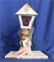 Vintage paper mache lamp post w/ pixie angel -