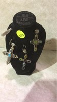 ASSORTMENT OF STERLING CROSSES WITH TURQUOISE &