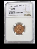 1970-S LARGE DATE RED PROOF 68 LINCOLN CENT