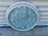 Farmhouse white and green clock 22" diameter