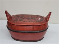 VINTAGE CARVED WOOD FOOD WARMER 18" X 12" X 11"