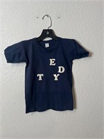 Vintage Blue Shirt 70s Random Letters XS