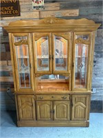 Solid Oak & Leaded Glass Lighted China Cabinet
