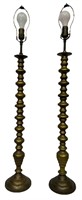 Near Pair Stacked Brass Lamps, India