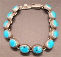 (XX) Mexico Sterling Silver Turquoise Bracelet