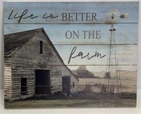 "life is better on the farm" wooden wall decor