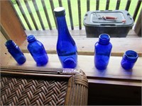 5 Cobalt Blue Bottles