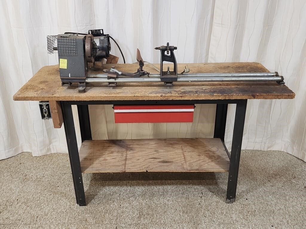HOMEMADE LATHE & TABLE (IT DOES RUN)