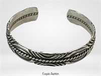 Simon Yazzie Navajo Sterling Silver Cuff Bracelet