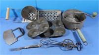 Vintage Grater, Flour Sifter, Hand Beater, Muffin