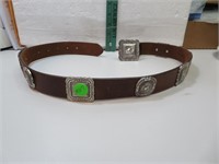 Vintage Leather Belt with Conchos 34" x 1&1/4"